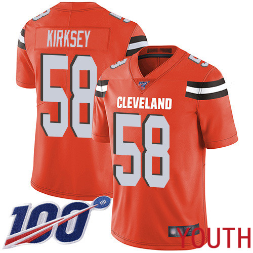 Cleveland Browns Christian Kirksey Youth Orange Limited Jersey 58 NFL Football Alternate 100th Season Vapor Untouchable